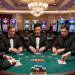 Players engage in a high-stakes poker game at TR88 casino, showcasing strategy and excitement.