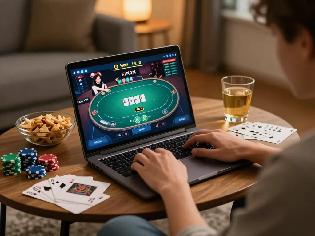 Alev players engaged in an online poker game at home, showcasing the personal gaming experience.