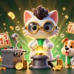 Bet on Go88 in a colorful 3D casino scene featuring a mad scientist cat and dog.