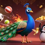 Experience the excitement of SC88 with a lively casino scene featuring a peacock, penguin, and hummingbird!