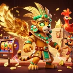 Putaran slot gacor dalam ilustrasi 3D, menampilkan jaguar dan burung quetzal di arena pertempuran.