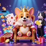 Experience the thrill of winning at crazyvegas top paying online casino amidst cartoony characters in a vibrant casino scene.