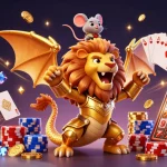 Engage with the dynamic triumph of tot88, featuring a chimera creature and a mouse jockey surrounded by casino excitement.