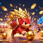 Engage with slot gacor as rival pangolins battle through vibrant slot reels and golden tokens.